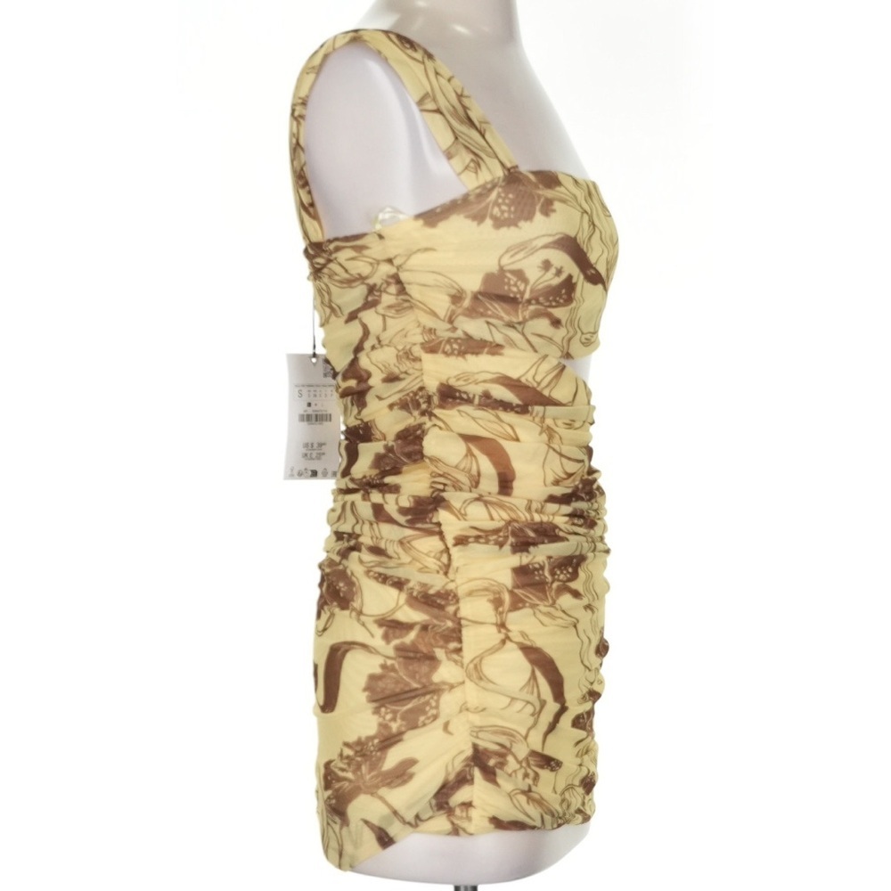 Zara Mesh Cutout Brown Floral Tulle Bodycon Blogger Favorite Women’s Small NWT - Picture 6 of 10